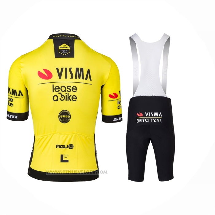2024 Maillot Cyclisme Jumbo Visma Jaune Noir Manches Courtes Et Cuissard